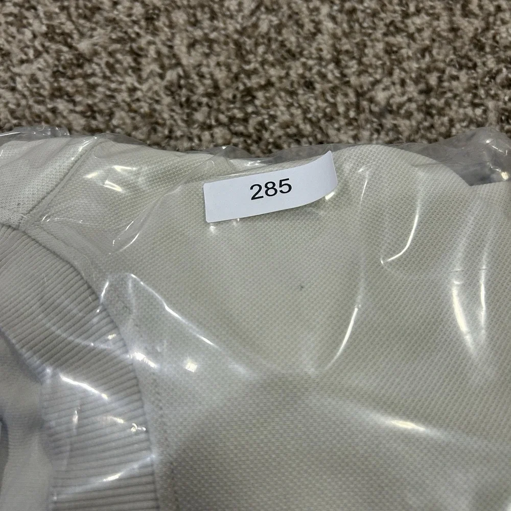 Zara Mens Crew Neck Sweater Cream White Knit Utility Sleeve Pocket Small